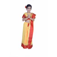 Pazaar Amber Yellow embroidered party kids wear saree