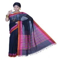 Pazaar Black Festival Saree With Matching Blouse Piece