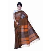 Pazaar Bronze Brown Festival Saree With Matching Blouse Piece