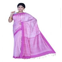 Pazaar Deep Pink & Off White Festival Saree With Matching Blouse Piece