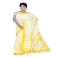 Pazaar Maize Yellow & Off White Festival Saree With Matching Blouse Piece