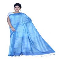 Pazaar Sky Blue & Off White Festival Saree With Matching Blouse Piece