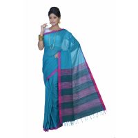 Pazaar Teal Green Festival Saree With Matching Blouse Piece