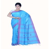 Pazaar Dodger Blue Festival Saree With Matching Blouse Piece