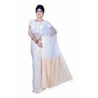Pazaar Beige Yellow Festival Saree With Matching Blouse Piece