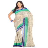 Lookslady Printed Beige Chiffone saree