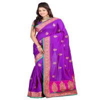 Lookslady Embroidered Purple Bhagalpuri Saree