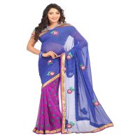 Lookslady Printed Blue Georgette Saree