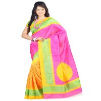 Lookslady Printed Yellow Bhagalpuri Saree