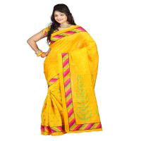 Lookslady Printed Yellow Bhagalpuri Saree