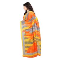 Lookslady Printed Yellow Georgette Saree