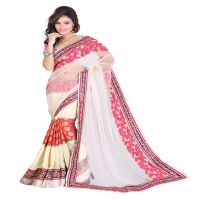 Lookslady Embroidered Beige Jacquard Saree