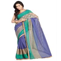 Lookslady Printed Blue Chiffon Saree