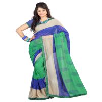 Lookslady Printed Blue Chiffon Saree