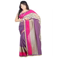 Lookslady Printed Purple Chiffon Saree