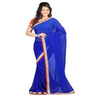 Lookslady Printed Blue Chiffon saree