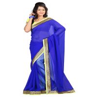 Lookslady Printed Blue Chiffon saree