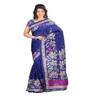 Lookslady Printed Blue jacquard saree