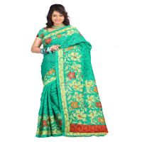 Lookslady Printed Red & Green Georgette saree