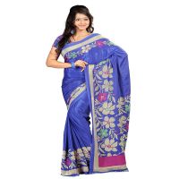 Lookslady Printed Blue Crepe saree