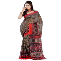 Lookslady Printed Red Faux Georgette saree