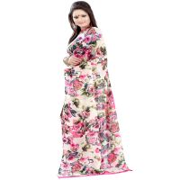 Lookslady Printed White Faux Georgette saree