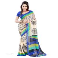 Lookslady Printed Beige Chiffon saree