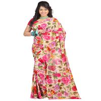 Lookslady Printed Green Faux Georgette saree