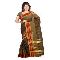 Lookslady Printed Beige & Black Cotton Saree