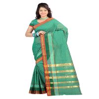 Lookslady Printed Green & Gold Cotton Saree