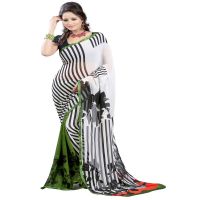 Lookslady Printed White Georgette saree