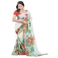 Lookslady Printed Beige Chiffon saree