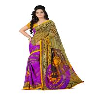 Lookslady Printed Yellow Georgette saree