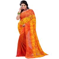 Lookslady Printed Yellow Georgette saree