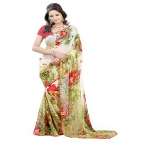 Lookslady Printed White Georgette saree