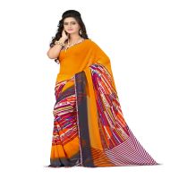 Lookslady Printed Yellow Georgette saree