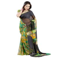 Lookslady Printed Green Georgette saree