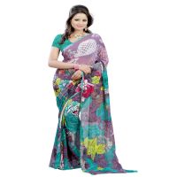 Lookslady Printed Purple Georgette saree