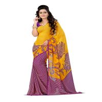 Lookslady Printed Yellow Georgette saree