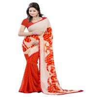 Lookslady Printed Orange Georgette saree