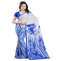 Lookslady Printed White Georgette saree