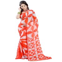 Lookslady Printed White Georgette saree