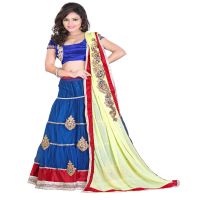 Lookslady Embroidered Blue Net Lehenga Saree