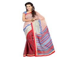 Lookslady Printed Beige Faux Georgette saree