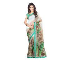 Lookslady Printed Beige Faux Georgette saree