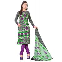 Lookslady Printed Light Green Cotton Dress-Material