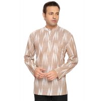 Stylish Light Rust Cotton Round Neck Short Kurta