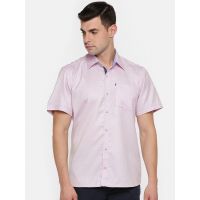 Trendy Men Pink White Stripes Regular Shirt