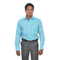 Unicot Sky Blue Solid Plain Shirt