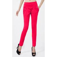 Pink Side Pocket Buttoned Elastic Waist Jegging Size-30,32,34